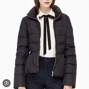 KATE SPADE Peplum Puffer Jacket In Black Size 0